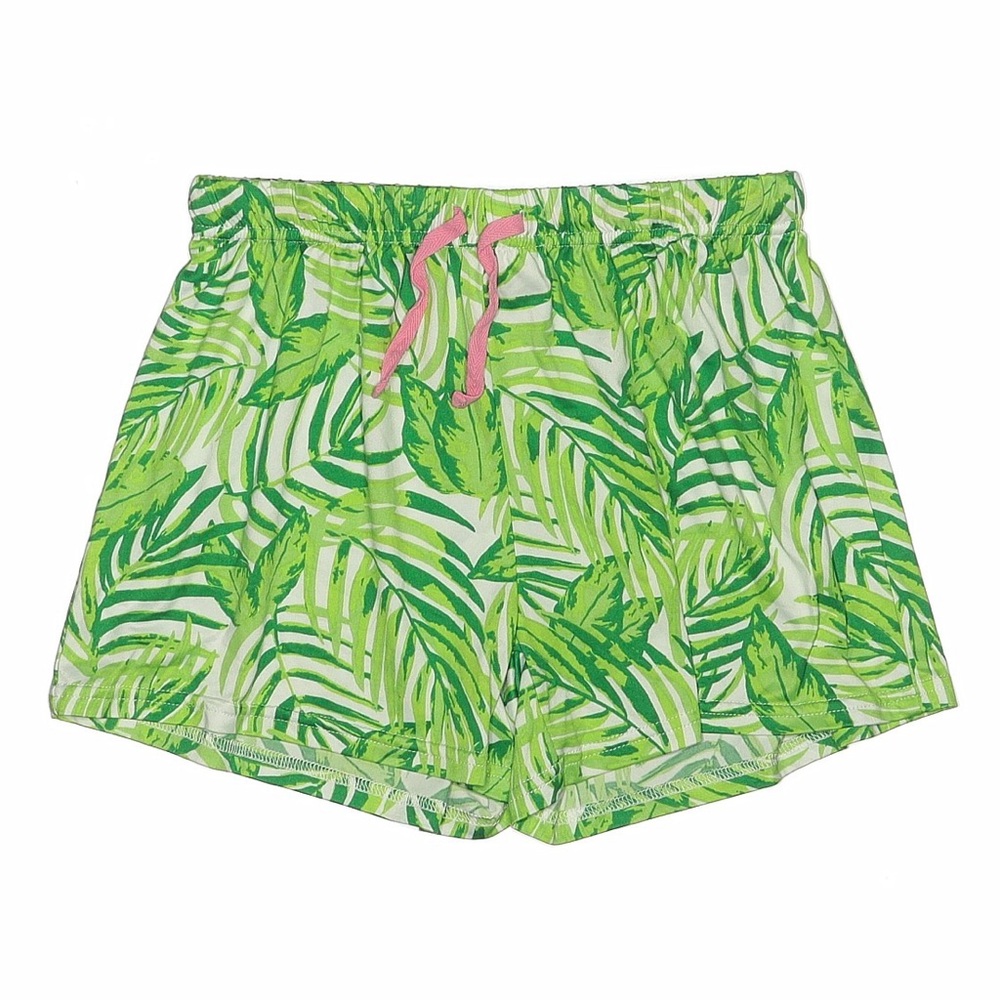 Royal Standard Women’s Green Leaf Print Lounge Shorts with Pink Drawstring